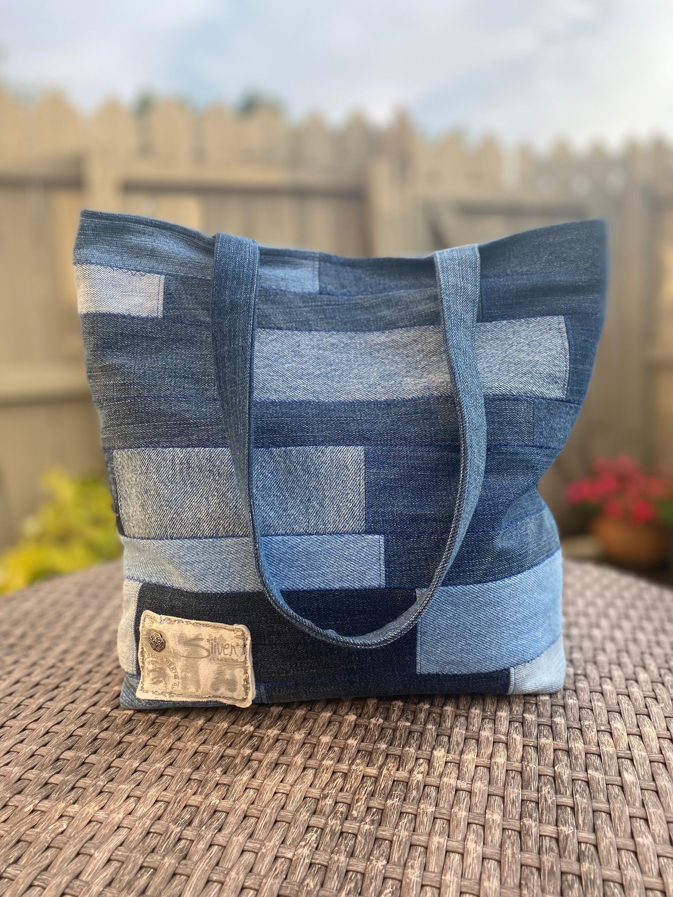 Handmade Upcycled Denim Tote Bag, Multi-pocket Shoulder Bag - Etsy