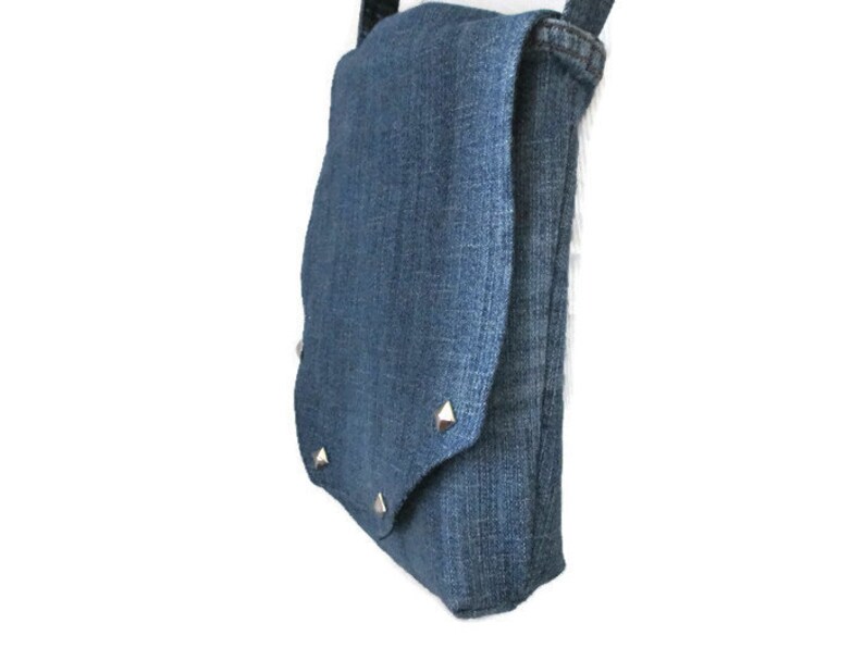 Handmade Denim Purse Denim Purse Denim Messenger Bag Crossbody Messenger Bag Jean Messenger Bag Upcycled Denim Jeans Lined Denim Purse