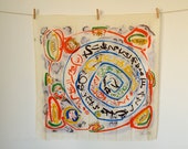 vintage Japanese hand-painted childhood face silk furoshiki 風呂敷