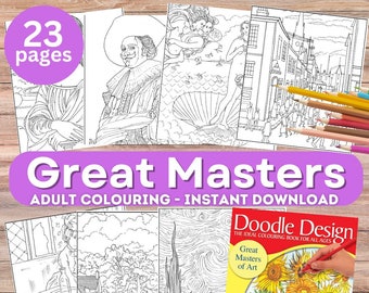 Great Masters Art Coloring Book, Famous Artists (Instant Download PDF)
