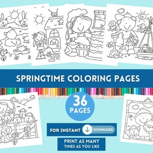 Spring Coloring Book: 36 Printable Activity Pages (PDF Download)