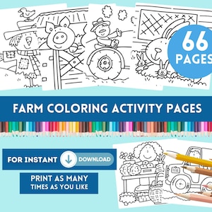 Farm Animals Coloring Book: 66 Printable Pages (PDF Download)