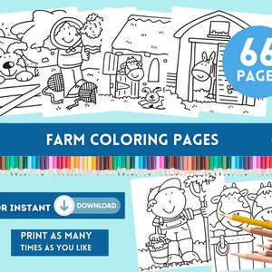 Farm Coloring Page, Digital Coloring, Big Bold Coloring, Printable Farm Coloring Pages for Kids, Animal Coloring, Colouring Book