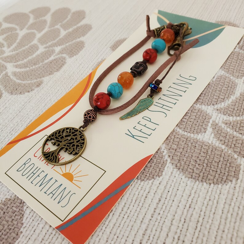 Buddha First Car gift Buddha hanging charm Boho mirror car charm Buddha purse charm Boho Tree of life car charm Bohemian car charm