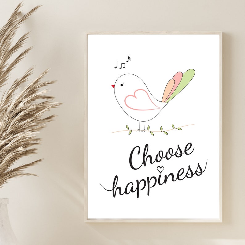 Happiness Printable Wall Art Motivational Quotes Etsy