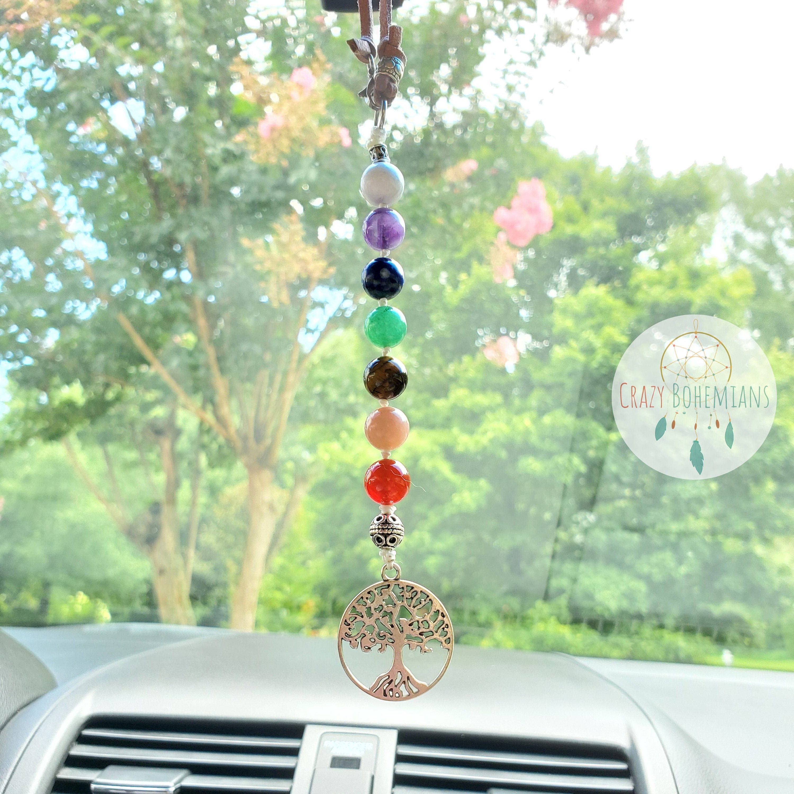 Rear view mirror car charm Crystal car charm Tree of life Etsy