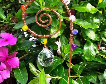 Estaca para plantas, atrapasol de cristal, regalo para amantes de las plantas, decoración caprichosa que estimula la dopamina