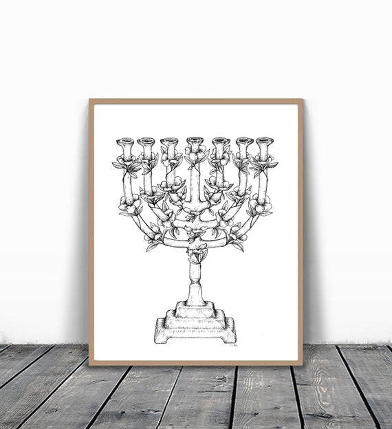 Menorah Wall Art Exodus 25 Tabernacle Lampstand 7 lamp Etsy