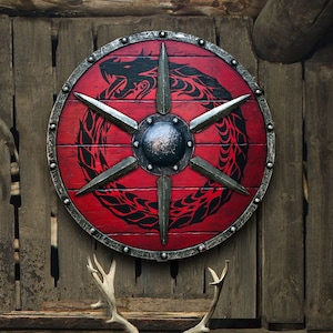 RED Ouroboros Battleworn Viking Shield