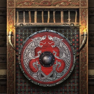Valhalla Fenrir 3D Relief Authentic Battleworn Viking Shield