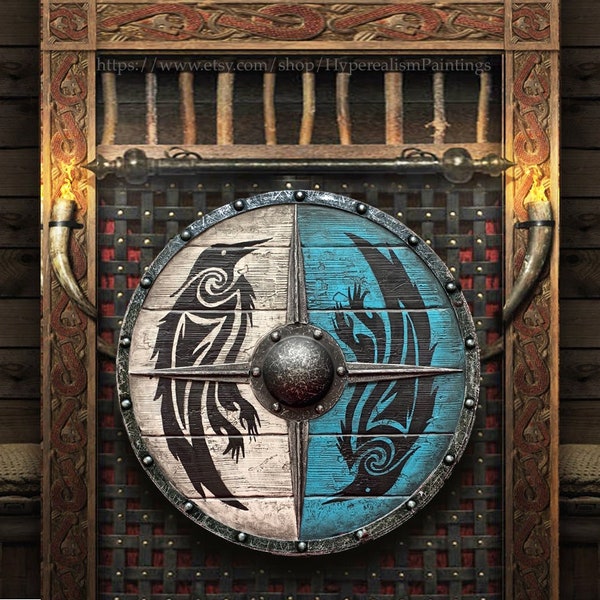 Eivor Valhalla Raven Authentic Battleworn Viking Shield