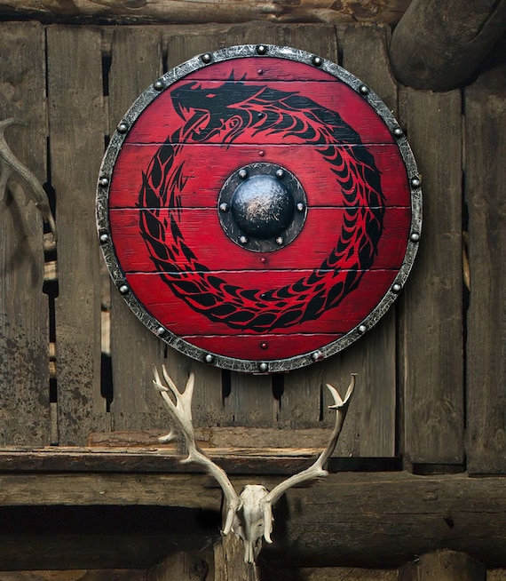 Authentique Bouclier Viking Ouroboros Battleworn Etsy Authentique Bouclier Viking Ouroboros Battleworn Etsy