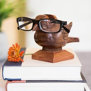 Cute Sparrow Bird Glasses Holder, Wooden Eyeglasses Holder, Bird Sunglasses Holder, Animal Glasses Holder, Desk Accessories,Spectacle Holder