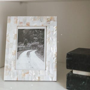 5x7 Photo Frame, Mother Of Pearl Picture Frame, Unique Picture Frame, Mosaic Frame, Anniversary Photo Frame, Decorative Frame, Tabletop image 2