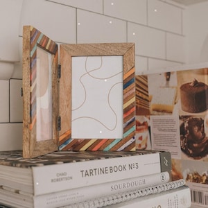 Porta-retratos duplo 4x6, Molduras para fotos, Moldura dupla, Porta-retratos para duas fotos, Moldura colorida, Moldura boho, Presente para casal de noivos