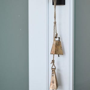 Box Bells-slinger, unieke windgong, rustiek decor open haard, hangende bellenslinger, buitendecor, gezellig huisdecor, buiten en tuin