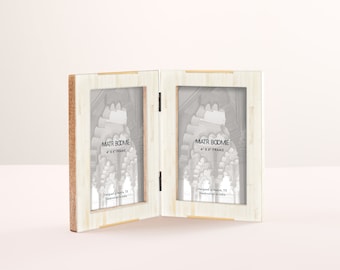 4x6 Double Picture Frame, Off White Photo Frame, Bone Picture Frame, 4x6 Double Photo Frame, White Picture Frame, Wood Wedding Gift