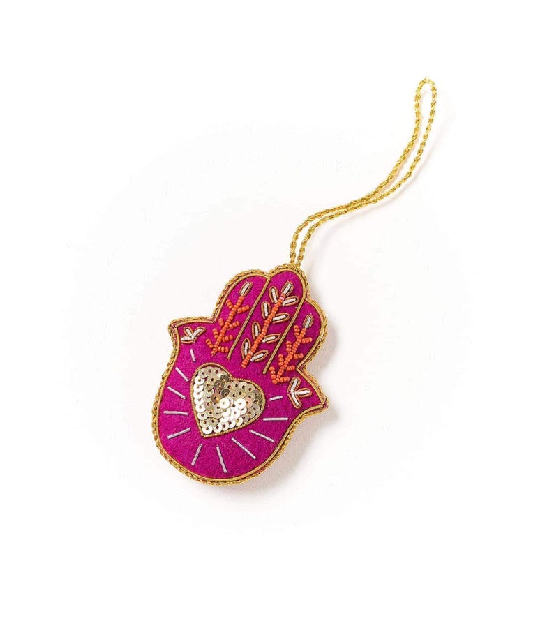 Enfeite de abelha de pelúcia, decoração para árvore de Natal, enfeite de feltro com miçangas, decoração para lareira, enfeite bordado, decoração natalina de feltro, presente para colocar na meia de Natal Hamsa Ornament