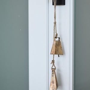 Box Bells Garland, Unique Wind Chimes, Rustic Fireplace Decor, Hanging Bell Garland, Outdoor Decor, Cozy Home Decor, Outdoor And Garden
