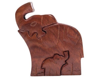 Elephant Puzzle Box, Wooden Puzzle Box, Wood Stash Box, Animal Keepsake Box, Practical Gift, Puzzle Jewelry Box, Wooden Pill Box, Trinket
