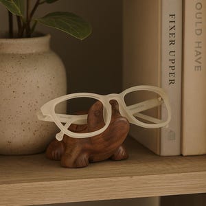 Turtle Eyeglass Holder, Glasses Stand, Wooden Glasses Holder, Reading Nook Decor, Animal Glass Holder, Sunglasses Holder, Wedding Gift image 4