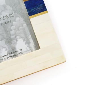 Bilderrahmen (5x7 Zoll), Boho-Fotorahmen, maritime Schreibtischdeko, Küstendeko, Rahmen aus Holz und Knochen, festliches Geschenk, Hochzeitsgeschenk für Paare Bild 3