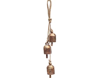 Trio Rustic Bells Garland, Outdoor And Garden, Hanging Bell Garland, Artisan Bell Decor, Cozy Home Decor, Farmhouse Garland, Cottagecore