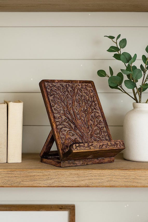 Cookbook Stand Display, Book Stand, Recipe Book Holder, Wood Book Display Stand, Ipad Stand, Kitchen Tablet Stand, Bible Display, Cook Stand