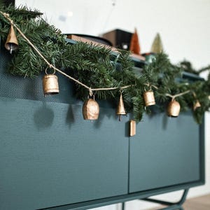 Christmas Decor, Holiday Garland, Rustic Bells Garland, Festive Wind Chimes, Spring Home Decor, Hanging Bell Garland, Outdoor & Garden