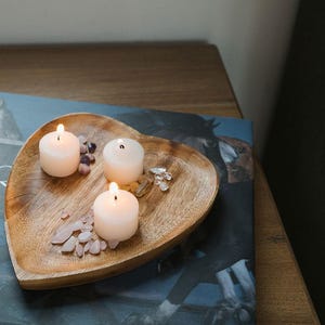 Wood Catch All Tray, Heart Shaped Tray, Trinket Tray, Decorative Tray, Desk Organizer, Candle Tray, Ring Dish, Girlfriend Gift, Moon Tray