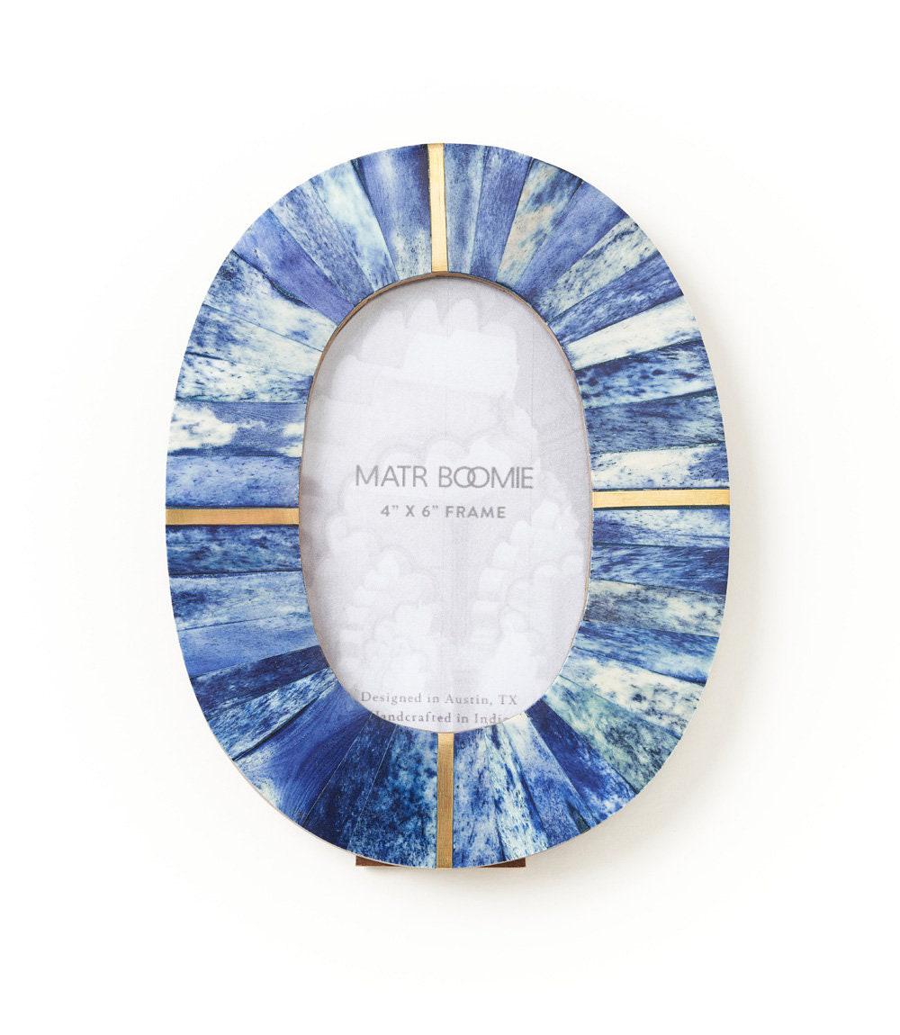 Boho Picture Frame, Oval Picture Frame, 5.5x3.5 Frame, Beach House Decor, Nautical Picture Frame, Blue Picture Frame, Modern Frame, Handmade