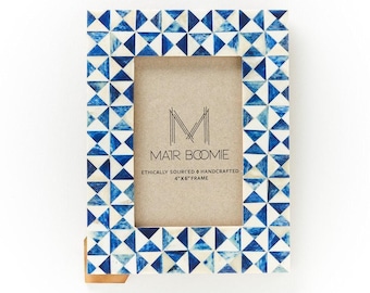 4x6 Picture Frames, Mosaic Photo Frame, Blue And White Frame, 4x6 Photos Frames, Mediteranian Photo Frame, Tile Frame, Nautical Frame,Beachy