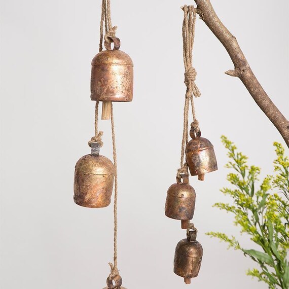 Rustic Wind Chime, Small Bell Garland, Artisan Bell Decor, Outdoor And Garden, Cozy Home Decor, Home Gift, Unique Mantel Decor, Patio Decor