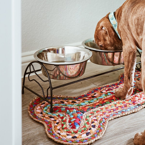 Dog Bowl Mat, Dog Food Mat, Dog Mats For Food And Water, Pet Food Mat, Dog Feeding Mat, Pet Placemat, Pet Bowl Mat, Dog Rug, Dog Bone Shaped