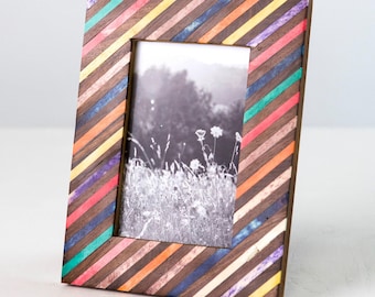 Rainbow Picture Frame, Colorful Picture Frame, Unique Picture Frame, 4x6 Frame, Boho Picture Frame, Mango Wood Frame, Hanging Picture Frame