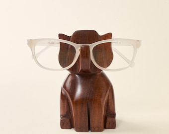 Elephant Eyeglass Holder, Animal Glasses Holder, Hand Carved Eye Glass Holder, Wood Glasses Holder, Desk Reading Nook Decor, Office Gift