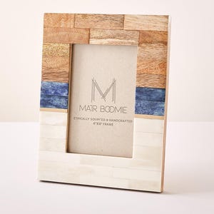Bilderrahmen (5x7 Zoll), Boho-Fotorahmen, maritime Schreibtischdeko, Küstendeko, Rahmen aus Holz und Knochen, festliches Geschenk, Hochzeitsgeschenk für Paare Bild 8