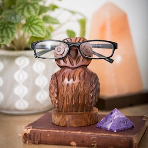 Owl Glasses Holder, Owl Gifts, Wood Eyeglasses Holder, Glasses Stand, Animal Glasses Stand, Wooden Eyeglass Holder, Dark Academia Decor