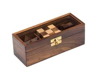 Wooden Puzzle Box, Geometric Puzzle Box, Hand Carved Box, Brainteaser Box, 3D Puzzle Box, Secret Game Box, Adult Puzzle Box, Gift For Couple