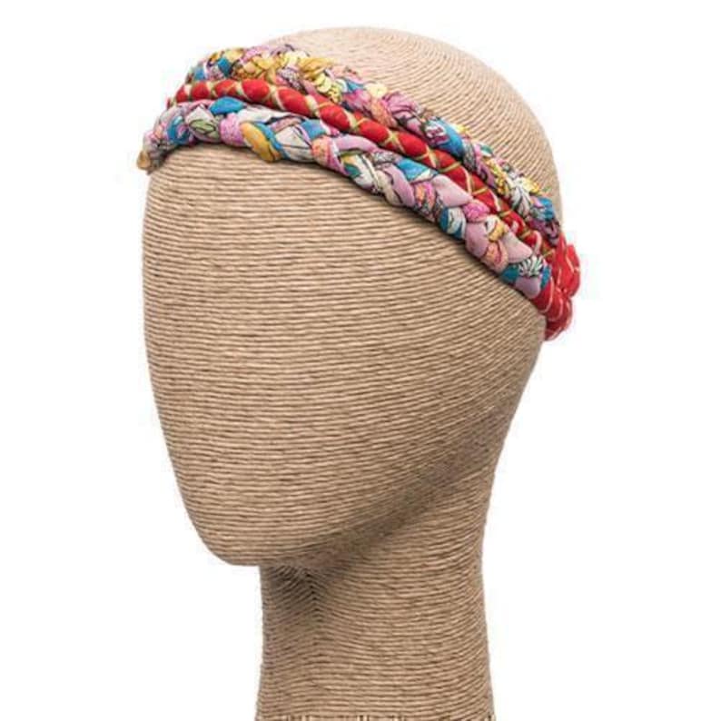 Upcycled Sari Stirnband ~ Bunter Cabana Stil, breites elastisches Band, einzigartiges Handwerker Stirnband, Geburtstagsgeschenk für Mama, traditionelle Accessoires Bild 2