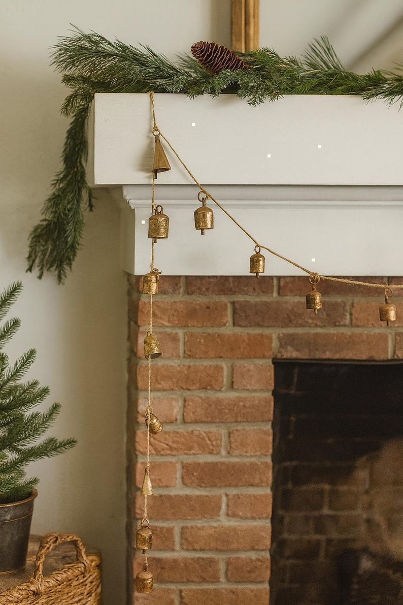 Rustic Wind Chime, Small Bell Garland, Artisan Bell Decor, Outdoor And Garden, Cozy Home Decor, Home Gift, Unique Mantel Decor, Patio Decor image 9