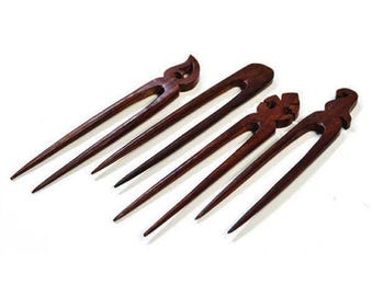 Haarforken Set 4 Stück, Hochzeitsgeschenk für sie, indische Haarnadeln aus Palisander, Boho Haarschmuck für Frauen