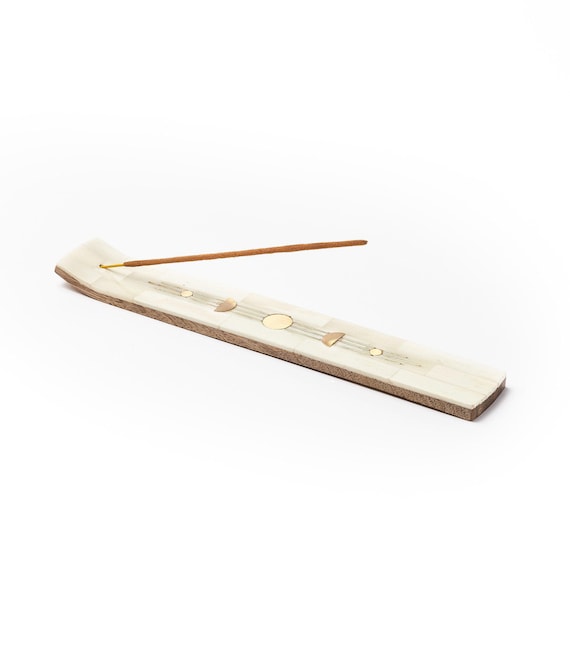 Triple Moon Incense Holder, Brass Inlay Incense Burner, Witchy Gift, Mental Health Month, Self Care Gifts, Spa Gifts, Celestial Incense Tray