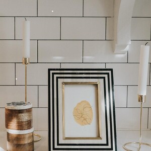 4x6 Picture Frame, Black And White Photo Frame, Stripe Picture Frame, 4x6 Photo Frame, Modern Picture Frame, Bone Inlay Frame, Tabletop image 3