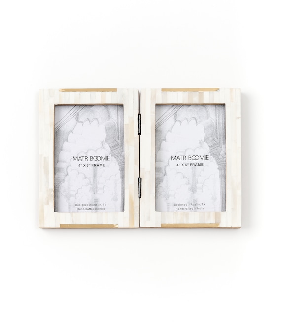 4x6 Double Picture Frame, off White Photo Frame, Bone Picture Frame, 4x6  Double Photo Frame, White Picture Frame, Wood Wedding Gift 