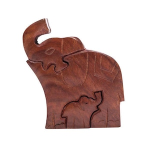 Elephant Puzzle Box, Wooden Puzzle Box, Wood Stash Box, Animal Keepsake Box, Secret Compartment Box, Puzzle Jewelry Box, Wooden Pill Box