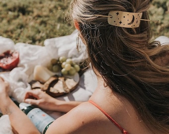 Frauen Haarnadel, Haarschmuck, Gold Haarspange, Haarschmuck, Mond und Sterne Haarspange, Haarstab, Hochzeitsgeschenk