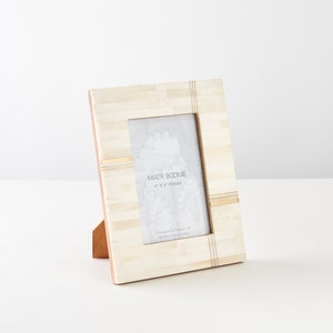 4x6 Picture Frame, Off White Color Hand Carved Bone, Inlay Photo Frames, Table Picture Frame, Gold Table Frame, Unique Girlfriend Gift