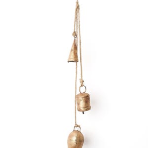 Rustic Wind Chime, Small Bell Garland, Artisan Bell Decor, Outdoor And Garden, Cozy Home Decor, Home Gift, Unique Mantel Decor, Patio Decor Trio Bells Garland
