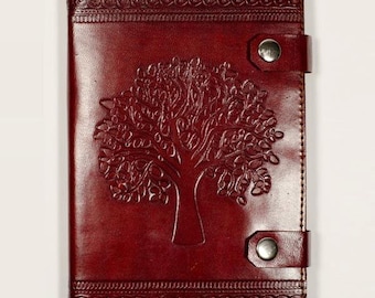 Tree Of Life Journal, Hand Made Journal, Mens Notebook, Snap Journal, Indian Journal, Fair Trade Journal, Embossed Leather Journal, Gift